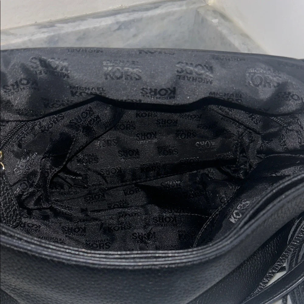 Michael Kors Black Pebbled Leather Crossbody with Gold Hardware - Picture 11 of 16